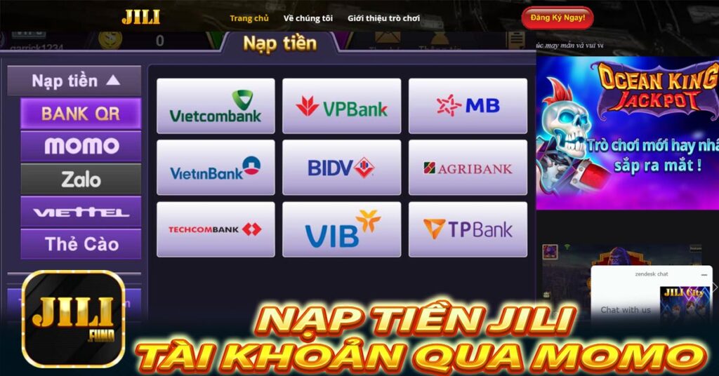 Nạp Tiền Jili Tài Khoản qua Momo